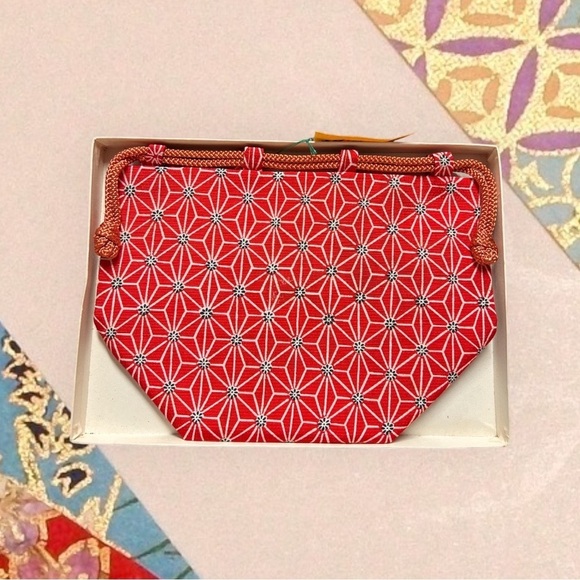 Vintage Japanese Drawstring Bag Kimono Purse, Cloth Pouch Kinchaku Bag Purse - Picture 4 of 7